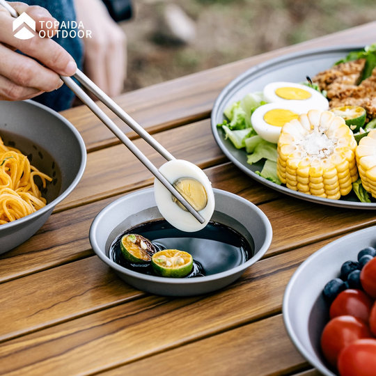 Outdoor pure titanium dinner plates, dishes and picnic set