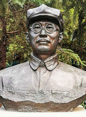 开国上将周士军人玻璃钢户外