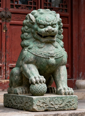 汉白玉石雕狮子景区园林景观摆件