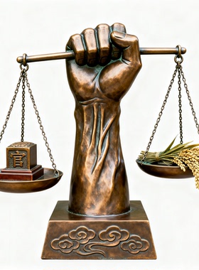 廉洁故事玻璃钢仿铜人物雕塑摆件