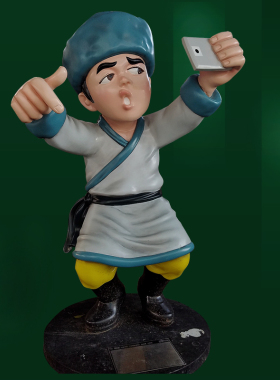 校园文化景观小品人物树脂彩绘仿真武功夫小子玻璃钢雕塑户外摆件