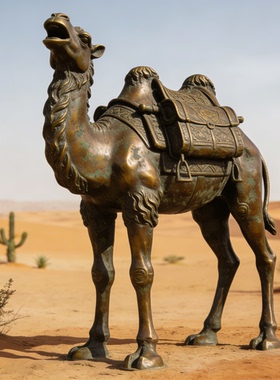 铸铜骆驼古代茶马古道主题金属动物摆件户外码头商业街装饰雕塑