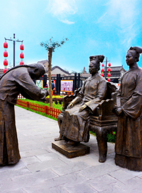 古代人物礼仪请安玻璃钢雕塑园林