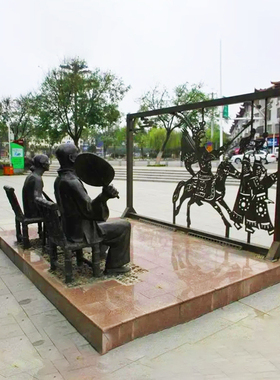 皮影戏镀锌板不锈钢雕塑艺术公园大型造型户外草坪金属摆件定制