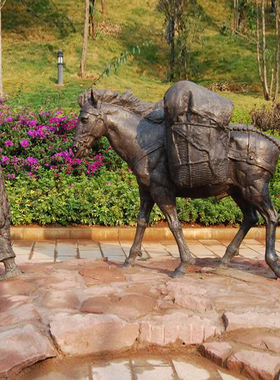 云南茶叶马帮古道文化主题商贩民俗小品铸铜人物雕塑广场公园摆件