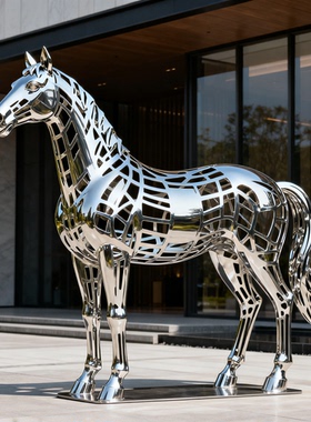 不锈钢镂空马雕塑摆件