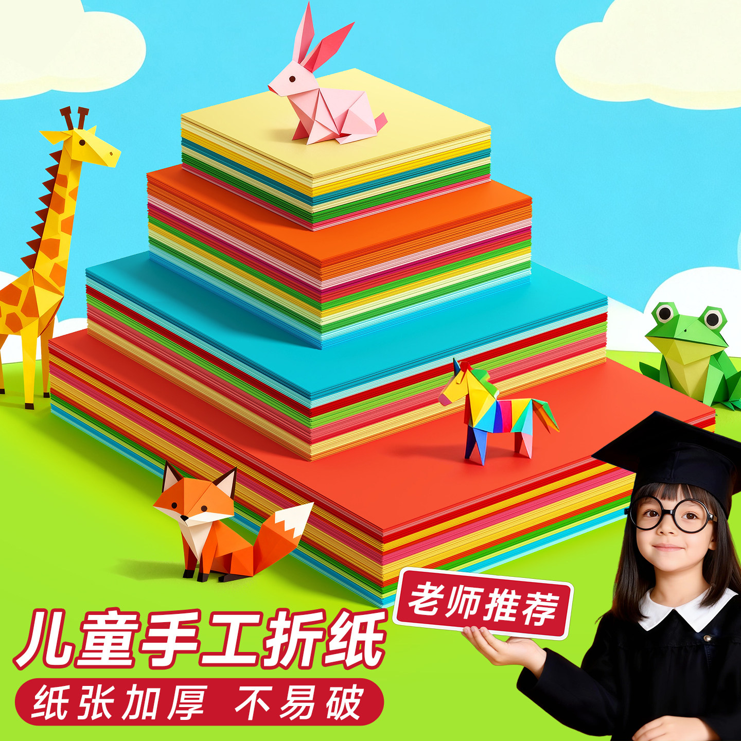 儿童手工折纸小学生专用彩纸幼儿园彩色纸张正方形手工纸a4软彩纸加厚千纸鹤折纸剪纸,淘宝优惠券,粉丝福利购,淘宝优惠卷