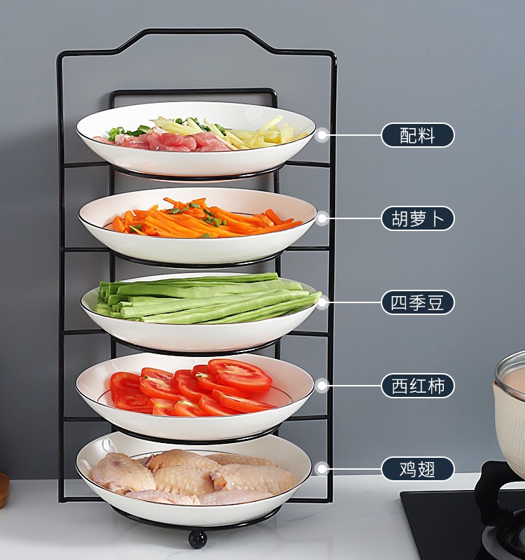 厨房配菜神器壁挂置物架家用台面落地蔬菜多层手提备菜盘收纳架子 - 图1