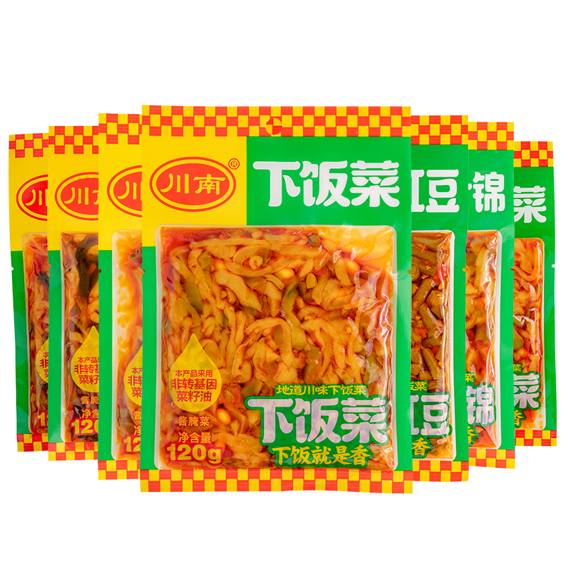 川南红油榨菜豇豆黄花下饭菜120g*4袋爽口辣味即食小咸菜配饭 - 图0