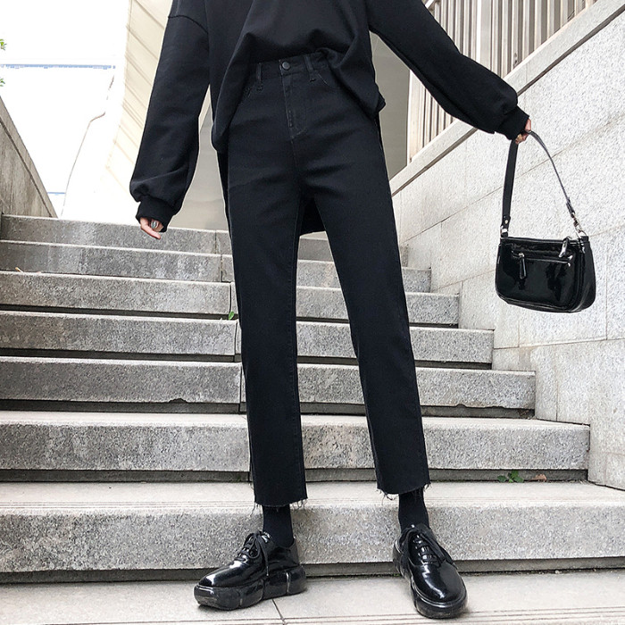 黑色直筒秋冬季2020年新款子牛仔裤 卓奈雅牛仔裤