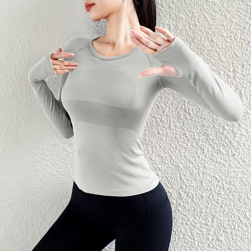 瑜伽服女lulu同款无缝显瘦长袖弹力运动上衣跑步普拉提训练健身服 - 图2