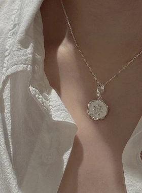 S925纯银韩版小众设计感复古小花简约吊坠韩版时髦基础款首饰