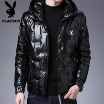 Floral Playboy mens down clothes new wave male pop white duck suede bright face Liveman hat winter warm jacket