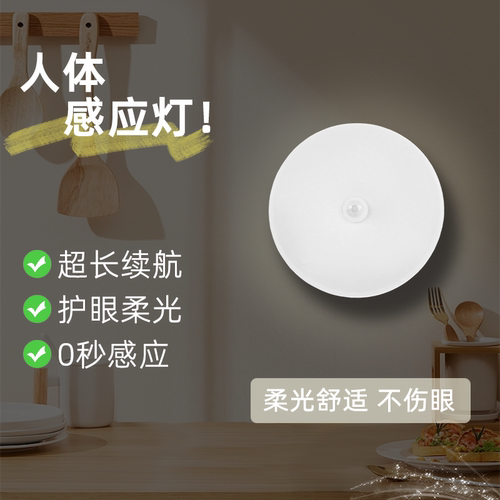 人体自动感应灯小夜灯卧室床头充电人来即亮厕所楼梯夜灯睡眠夜间 - 图1