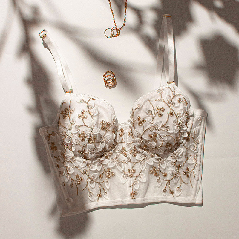 精致法式鱼骨重工吊带蕾丝内搭抹胸 妮玫姿背心吊带