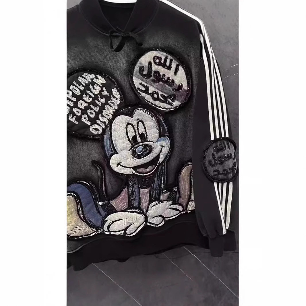 超大码2-300斤胖mm秋冬新款重工卡通米奇加绒连帽卫衣女慵懒上衣,淘宝优惠券,粉丝福利购,淘宝优惠卷