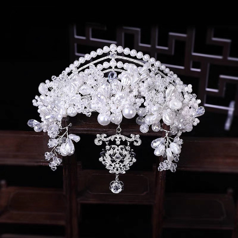 2026新款新娘头饰水晶额链流苏手工花朵皇冠造型主纱端庄气质发饰,淘宝优惠券,粉丝福利购,淘宝优惠卷