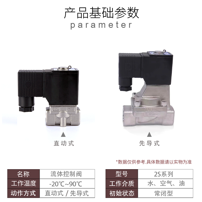 原装亚德客2S030-08 2S050-10不锈钢电磁阀直动常闭型流体控制阀 - 图0