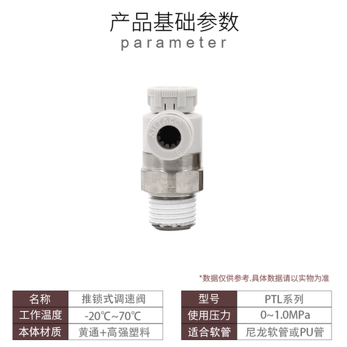 原装正品亚德客PTL4 6 8 10 12-M5-01-02-03-04AB推锁型调速阀 - 图1
