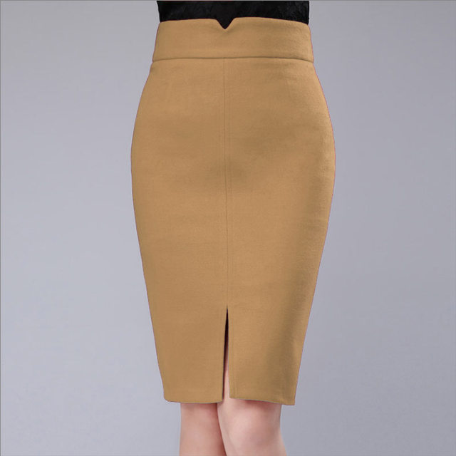 Autumn and winter woolen hip-hugging skirt one-step skirt