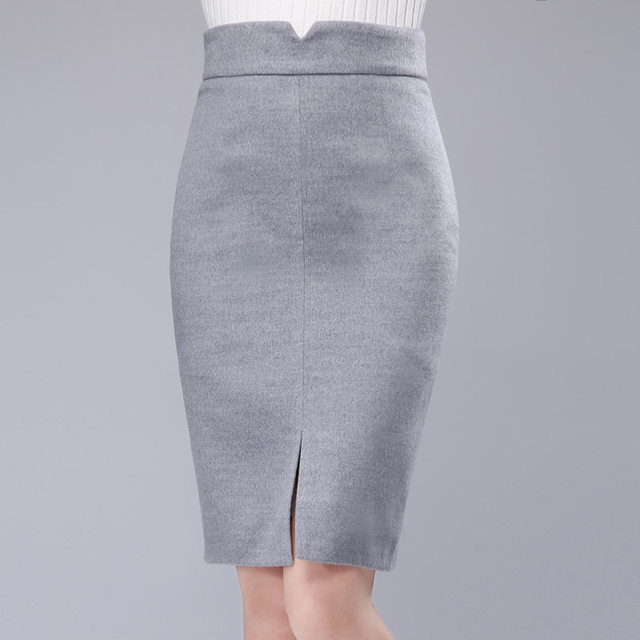 Autumn and winter woolen hip-hugging skirt one-step skirt