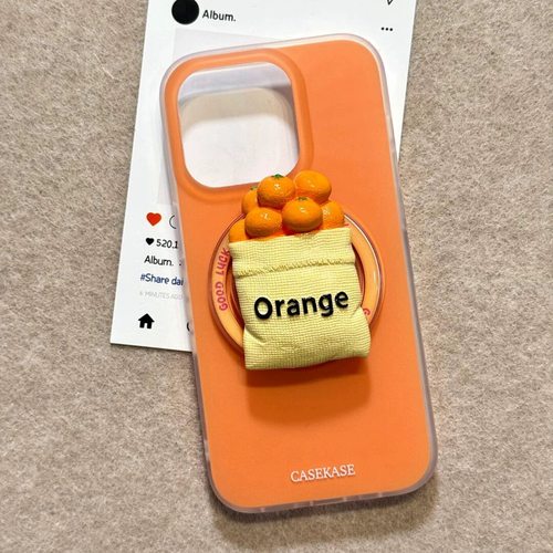 磁吸支架适用小米15/13U立体橙子水果袋K80+手机壳红米Turbo3国际版k70/60/note12t/civi4pro软套poco女款50e - 图2