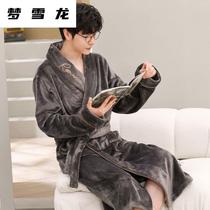 Men Sleeping Robes Long style Autumn Winter Flannel Lovers Bathrobe Women Coral Suede Pyjamas Thickened gush home 1224b