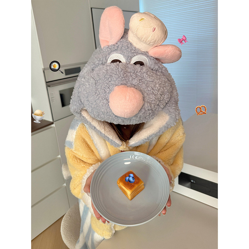 可爱卡通料理鼠王睡衣女秋冬季新款珊瑚绒加厚冬天袍家居服套装,淘宝优惠券,粉丝福利购,淘宝优惠卷