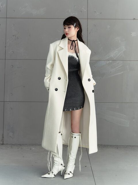 AGAM 原创羊毛重工设计双排扣高级感毛绒长款外套羊毛呢子大衣