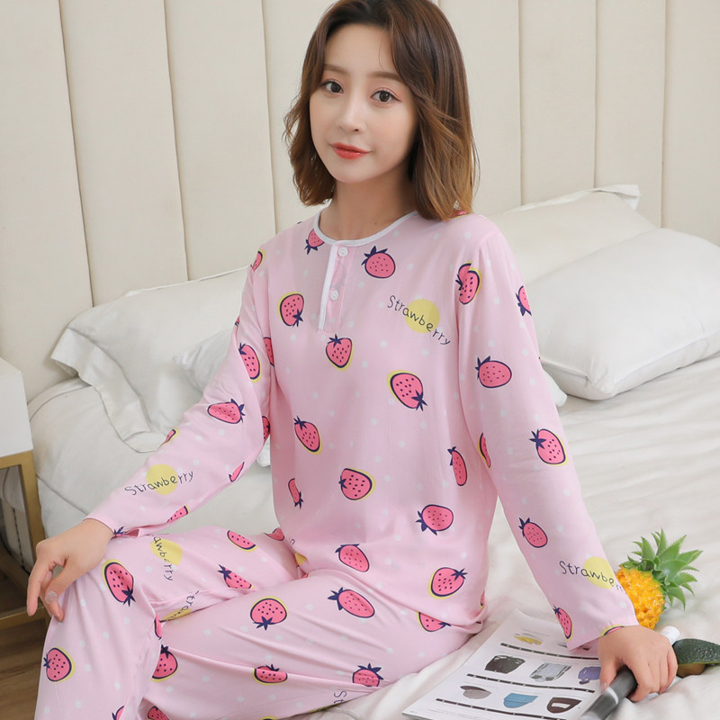 夏季宽松长袖可爱人造棉女孩空调服 朵朵莉睡衣/家居服套装