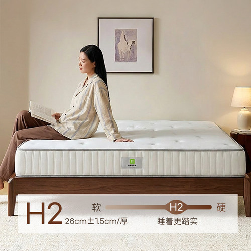 曲美好木护脊防螨床垫纤维面料四叶草独袋弹簧云漾家用卧室单双人 - 图0