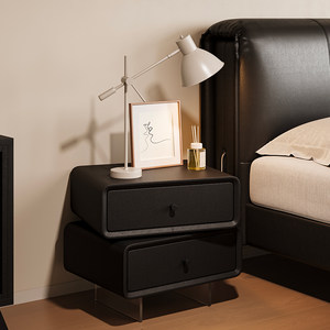 曲美家居中古风置物架收纳简约主卧室床边储物小型 旋木床头柜