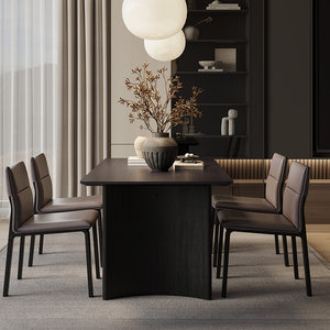 曲美家居简约书页餐桌家用小户型实木底座饭桌子餐厅餐桌椅组合