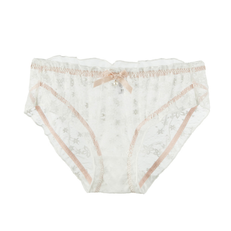 内裤女蕾丝性感纯欲风镂空透明日系少女甜美蝴蝶结花边女士三角裤,淘宝优惠券,粉丝福利购,淘宝优惠卷