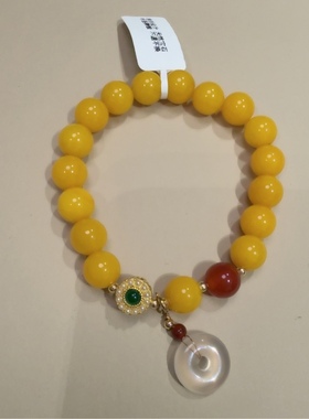 老店新开 天然黄玛瑙红玛瑙玉髓平安扣盐源手串配饰单圈手链