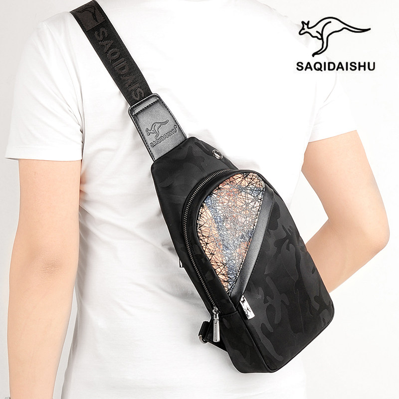 萨奇袋鼠男士胸包牛津布休闲单肩包 audpiget杜彼男士包袋