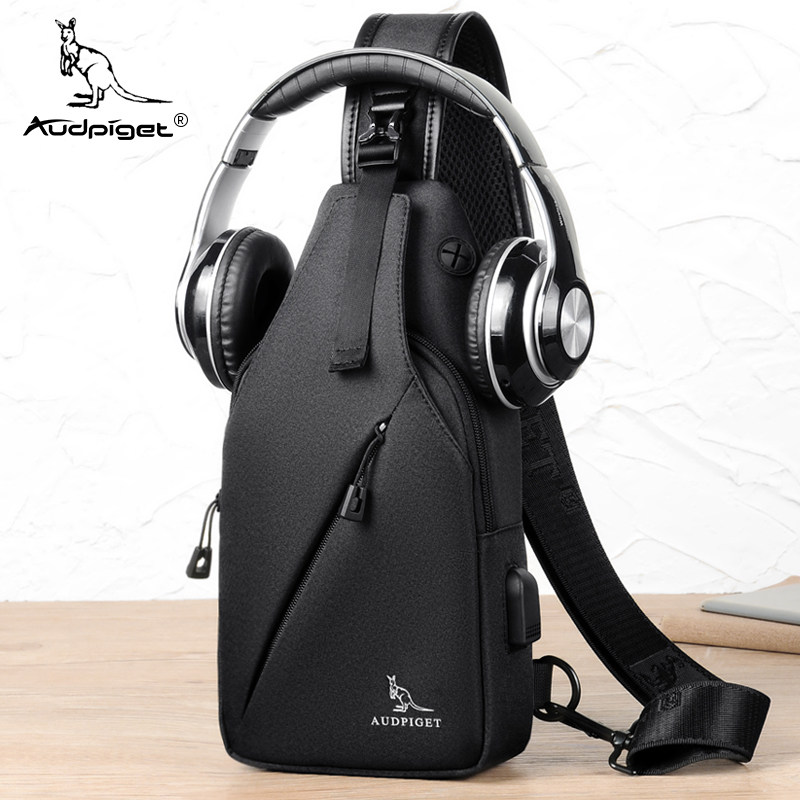 杜彼袋鼠男牛津布帆布胸前包斜挎包 audpiget杜彼男士包袋