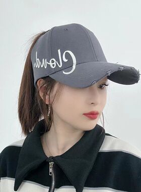适合可扎高马尾丸子头的棒球鸭舌帽女深硬顶半空顶大头围春秋夏季