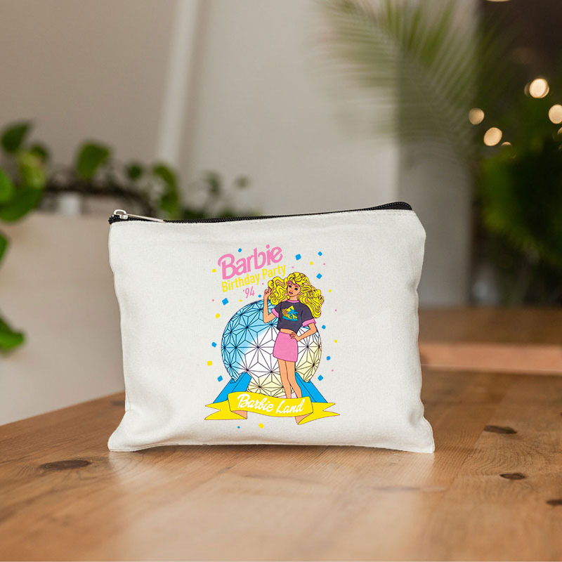 跨境外贸Come on Barbie芭比印花化妆包帆布袋铅笔袋零钱包,淘宝优惠券,粉丝福利购,淘宝优惠卷