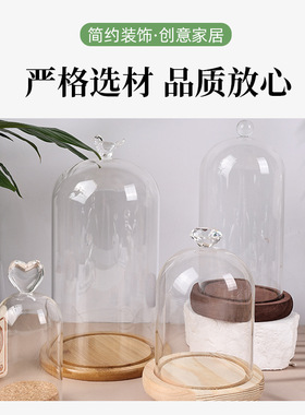 手办盲盒玻璃罩展示盒永生花防尘罩蛋糕盖透明罩烛台摆件生日礼物