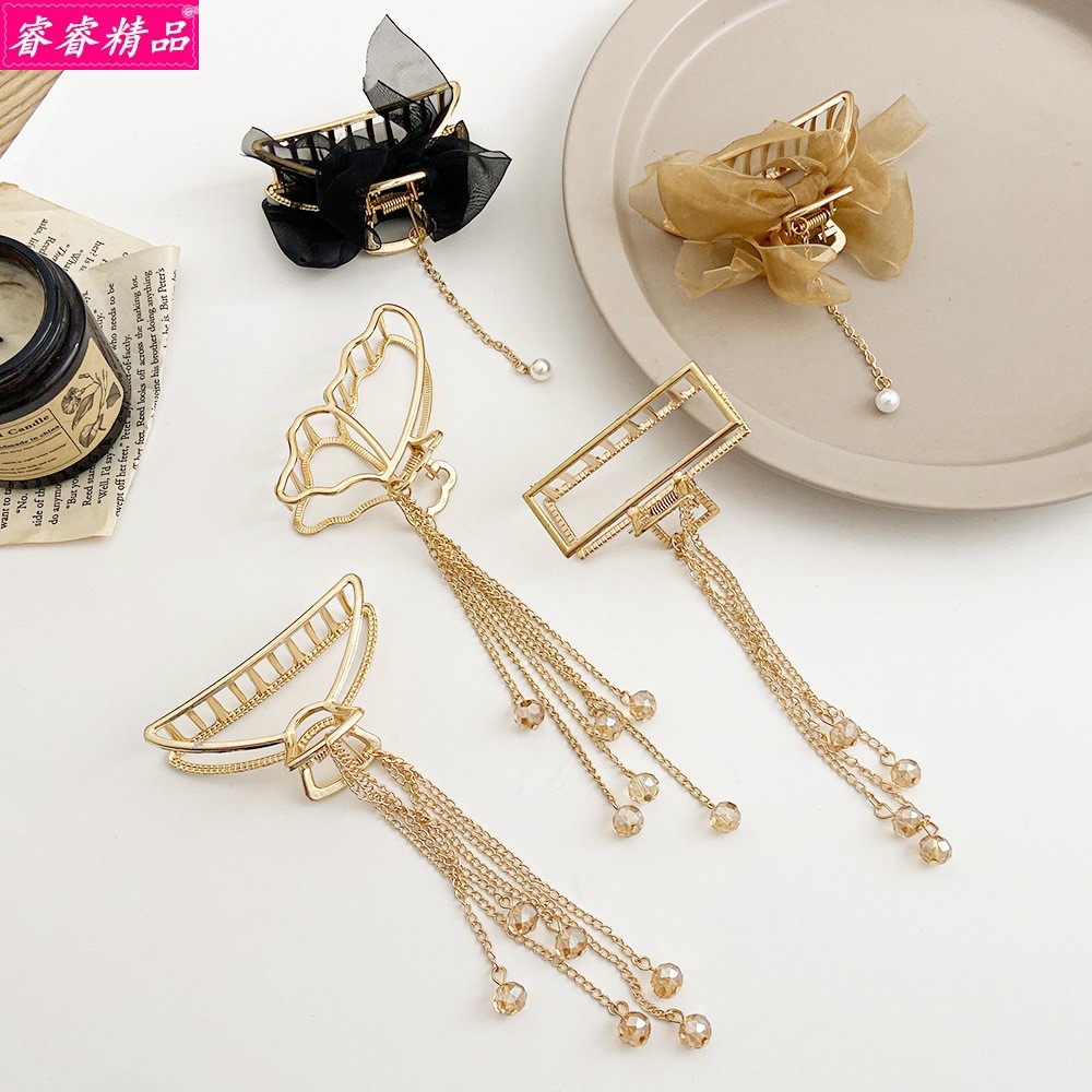 personality grab clip butterfly chain hair clip headgear抓夹 - 图0