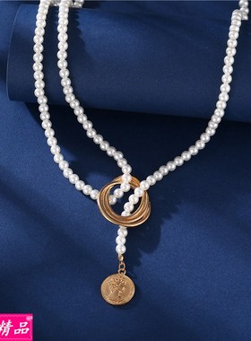 women's sweater chain jewelry pearl necklace气质项链女毛衣链