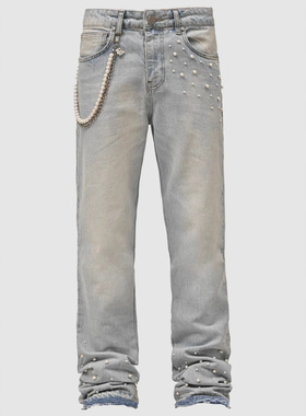 裤 Men's Street Fashion Elastic Diamond Jeans man Punk pants