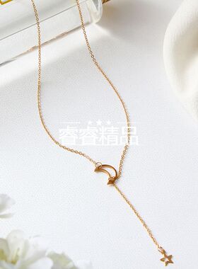 women fashion Moon Star Pendant Ladies necklace girl jewelry