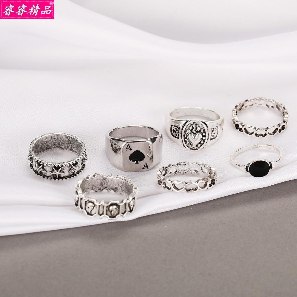 7 pcs set personality European and American retro joint ring - 图2