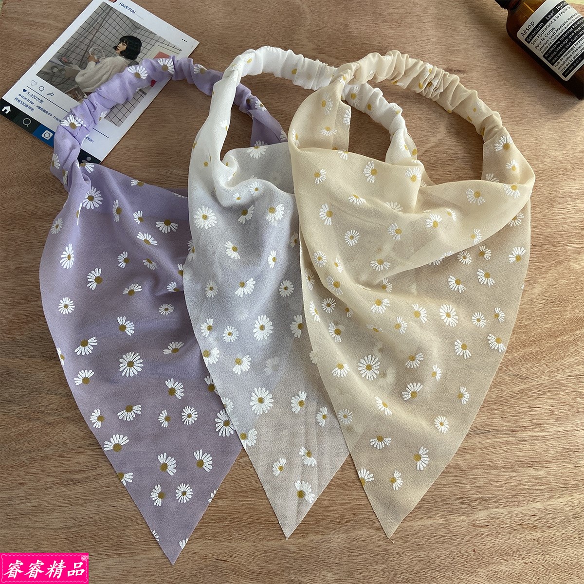 Bohemian triangle elastic rubber hair band retro headscarf - 图1