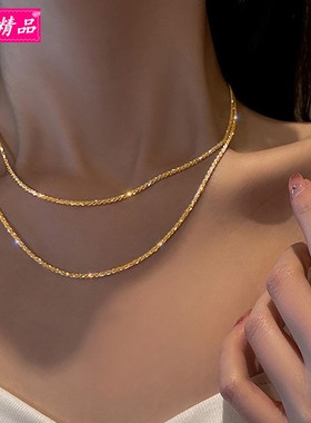 复古简约镶嵌水钻项链锁骨链女