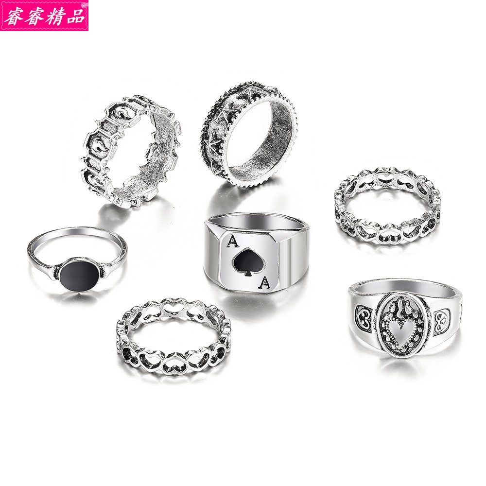 7 pcs set personality European and American retro joint ring - 图3