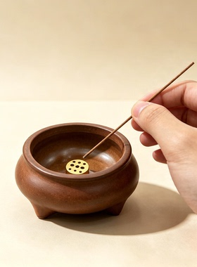 古茗缘复古陶瓷三足线香炉