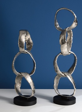 铝制雕塑银色圆环摆件